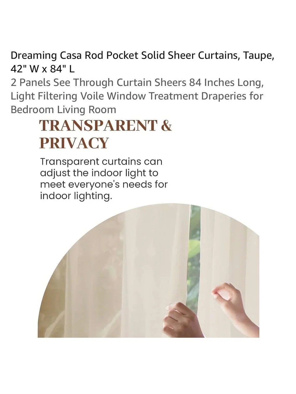 Dreaming Casa Rod Pocket Solid Sheer Curtains Taupe 42